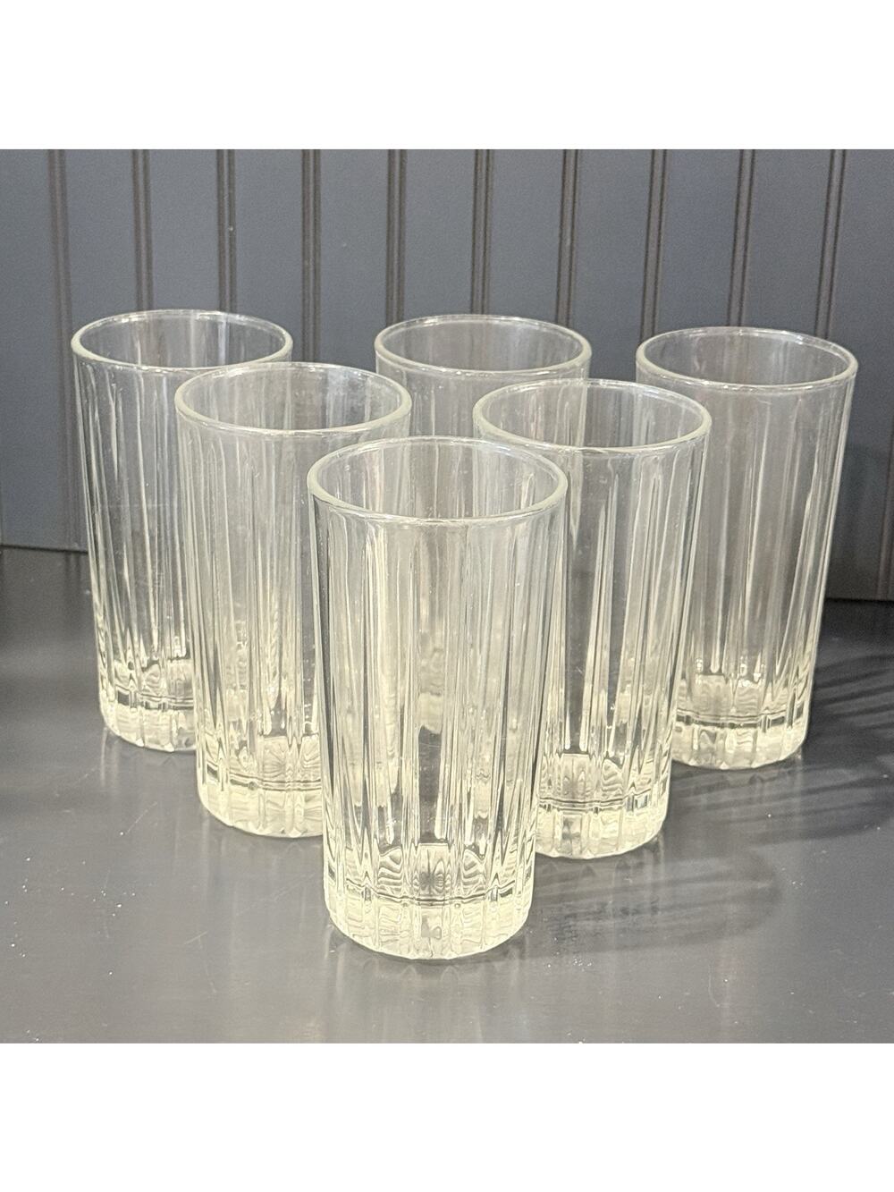 Set Of 6 Highball Crystal Glasses 6”